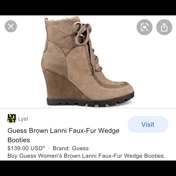 SOLD HOST PICK❣️Guess Camel Suede Wedge Lanni Boots Booties Sz 8.5 - Picture 10 of 11